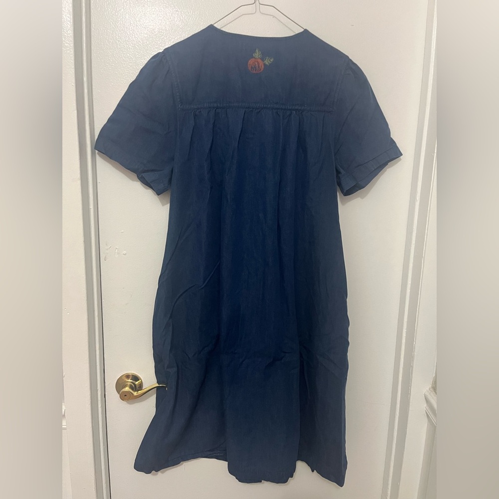 Embroidered Blue Maxi Denim Dress. Size Large. NWOT - Picture 2 of 6